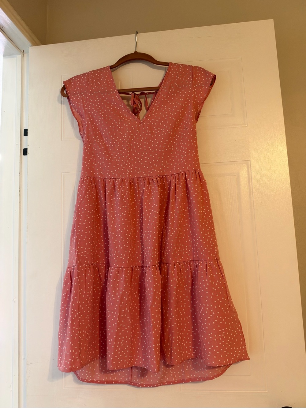 Pink Lily Dusty Pink Polka Dot Midi Dress